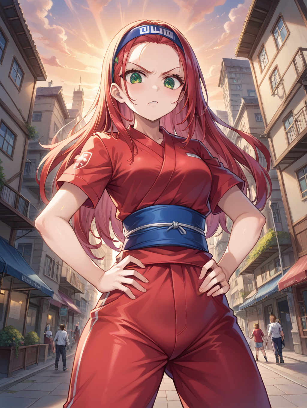 Sakura Haruno is a ninja who wears a red top and a black skirt.png Sakura Haruno is a ninja who wears a red top and a black skirt.png