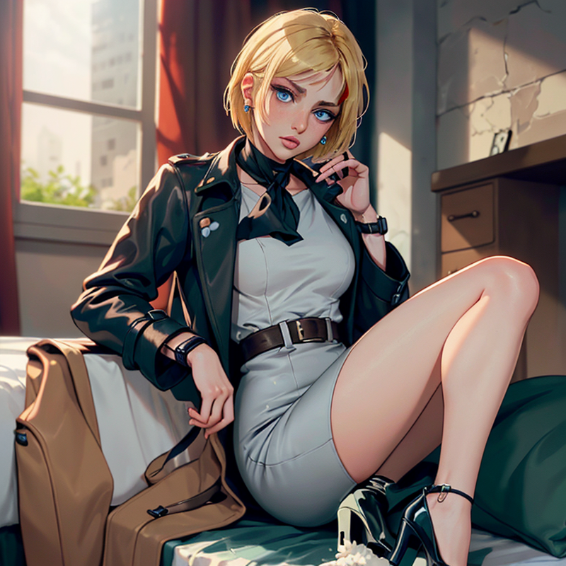 Armin Arlert from Attack on Titan wears a white shirt and black pencil skirt for an elegant look.png