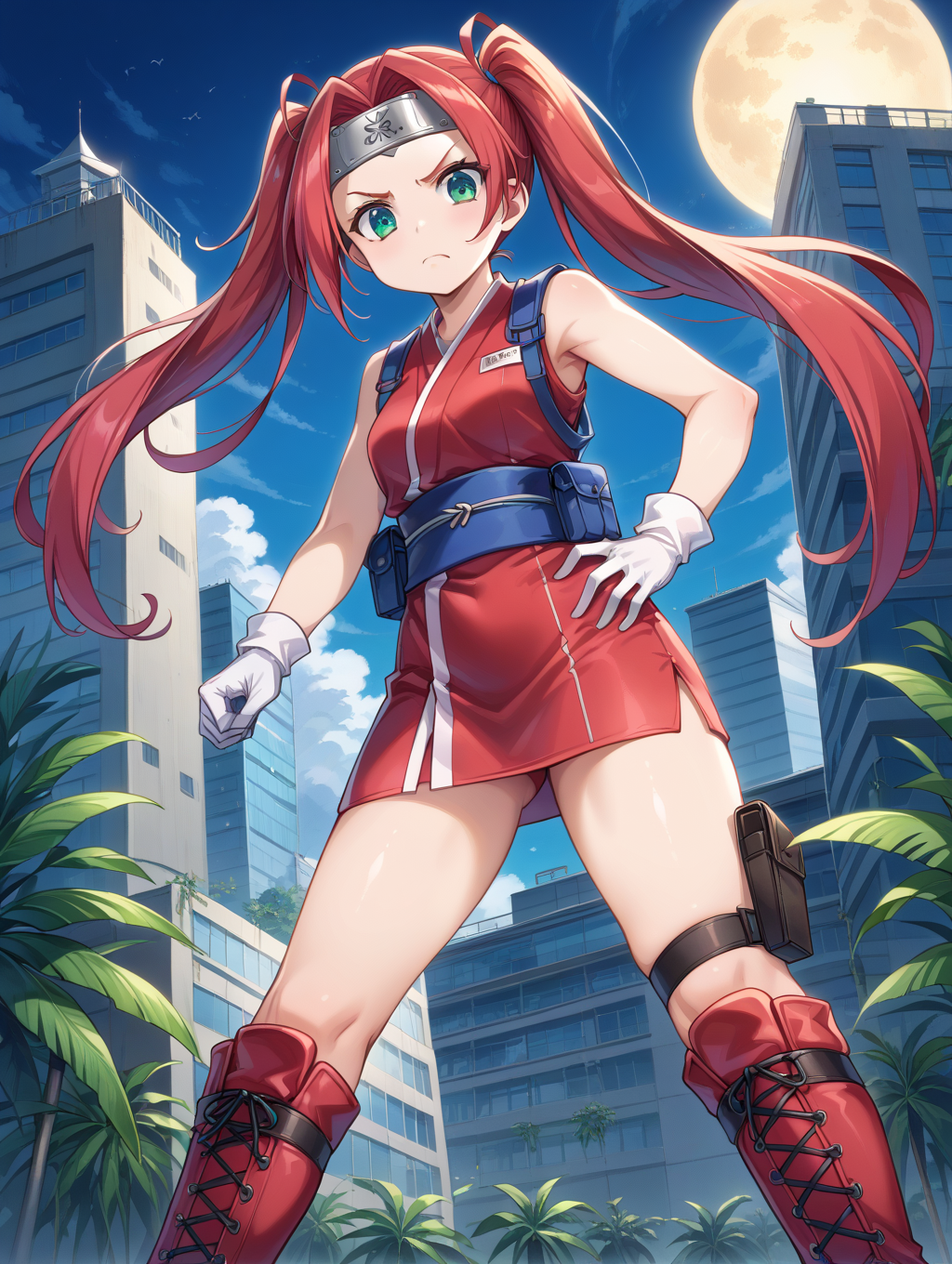 Sakura Haruno is a ninja from Konoha who wears a short red dress and white gloves.png Sakura Haruno is a ninja from Konoha who wears a short red dress and white gloves.png